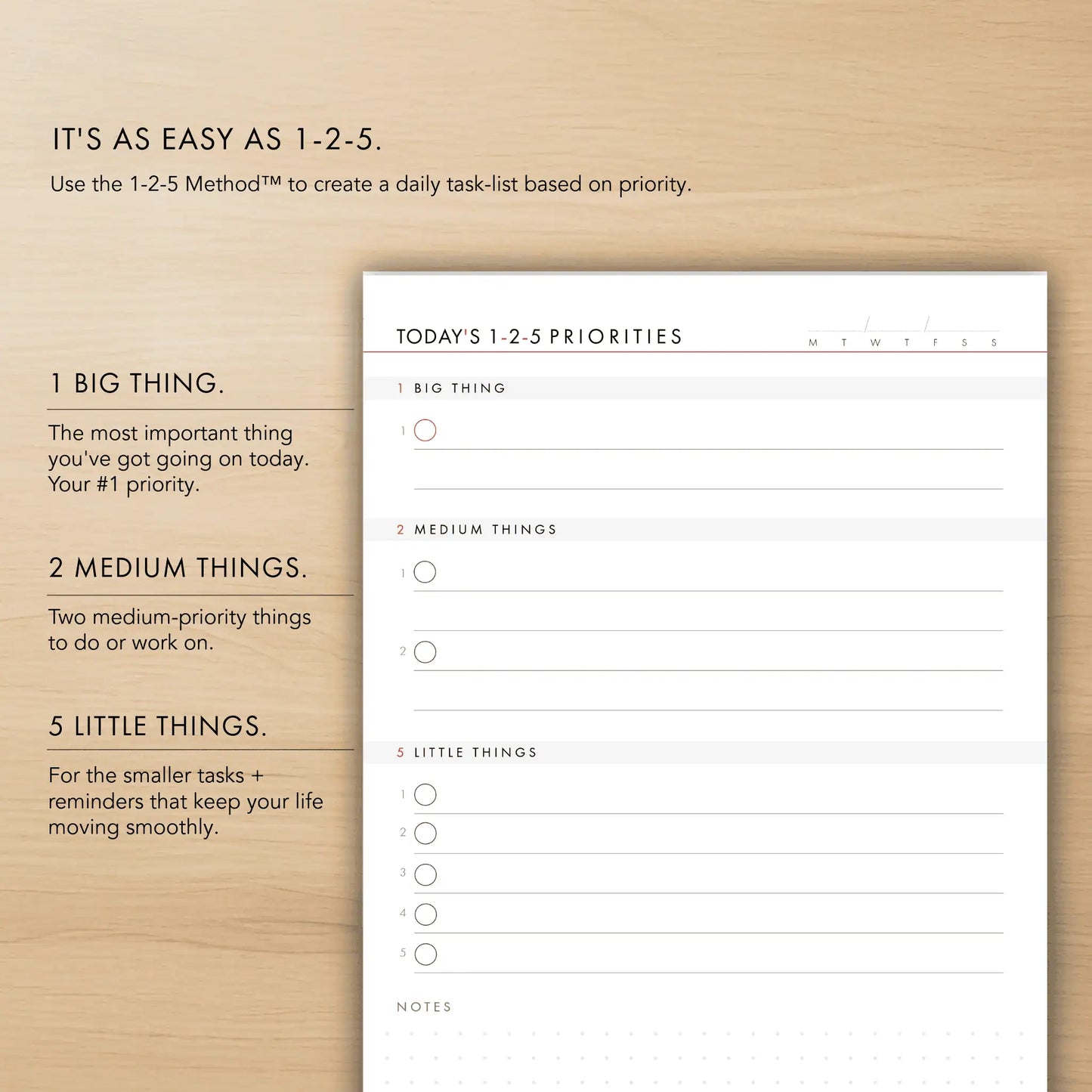 1-2-5 Daily Productivity Pad (Medium)