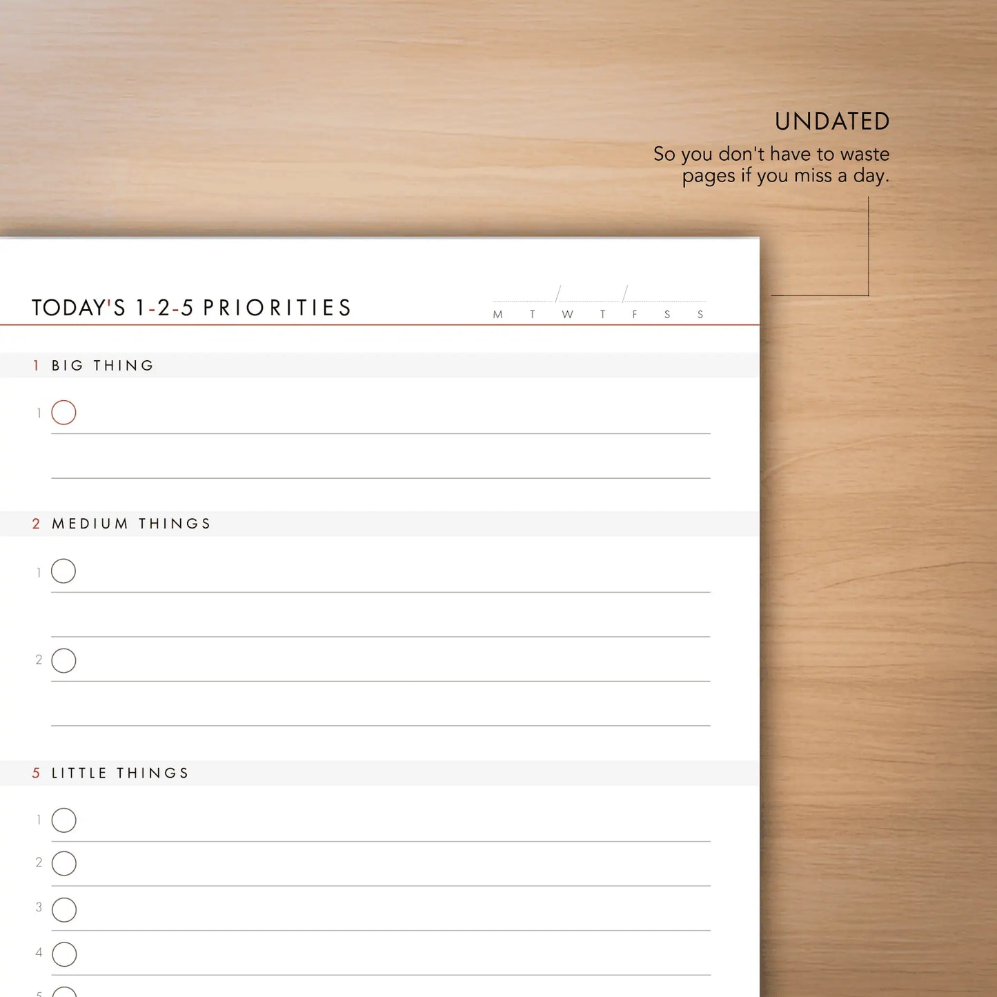 1-2-5 Daily Productivity Pad (Medium)
