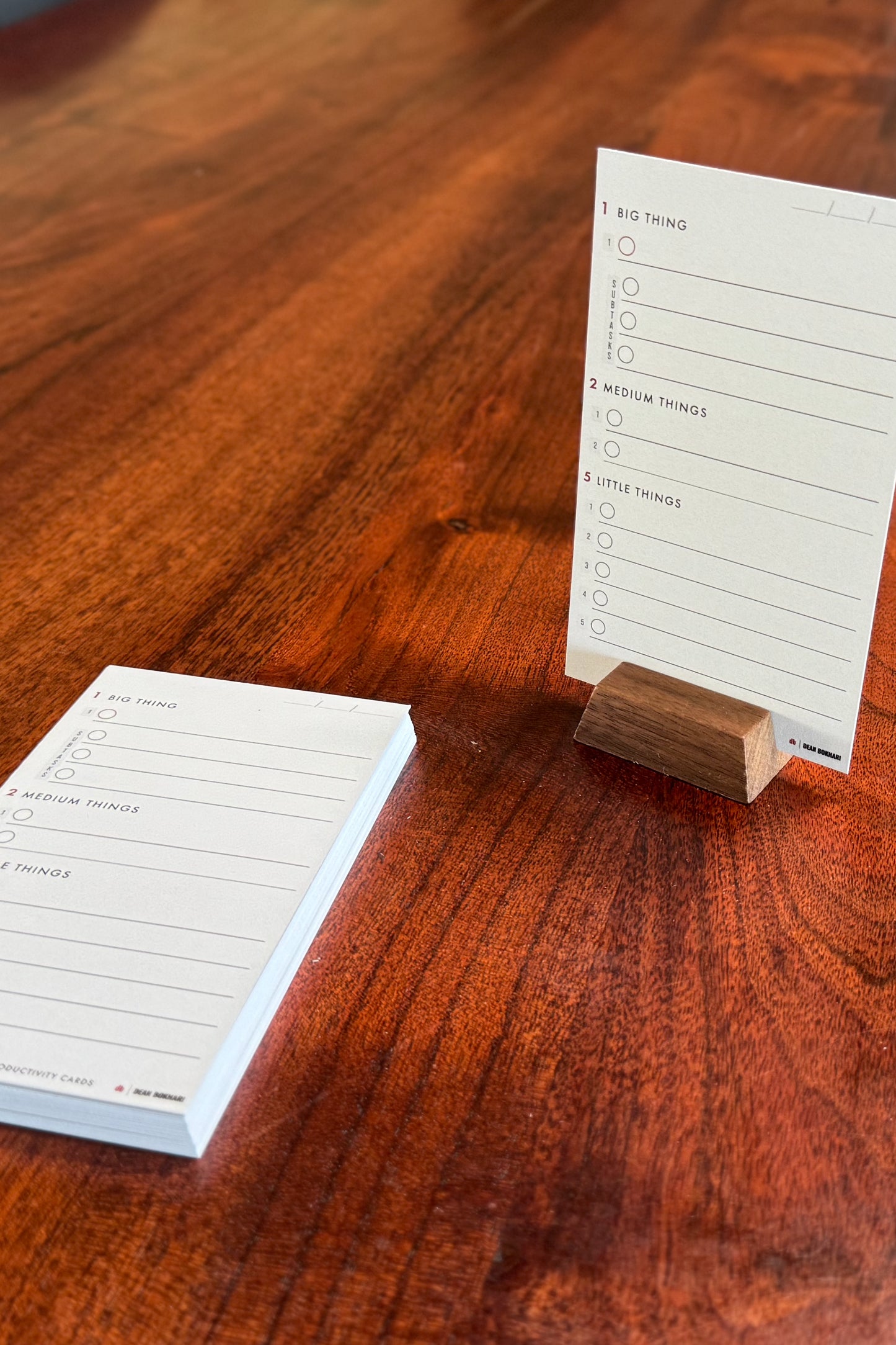 1-2-5 Productivity Cards: Starter Kit with Walnut Stand