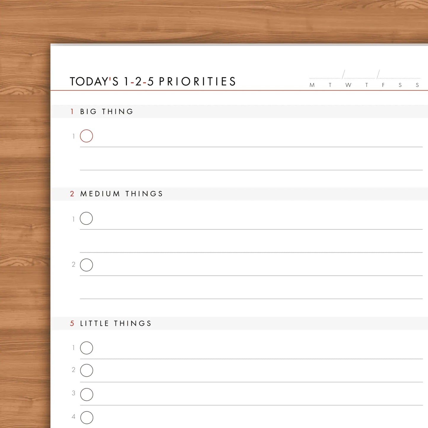 1-2-5 Daily Productivity Pad (Medium)