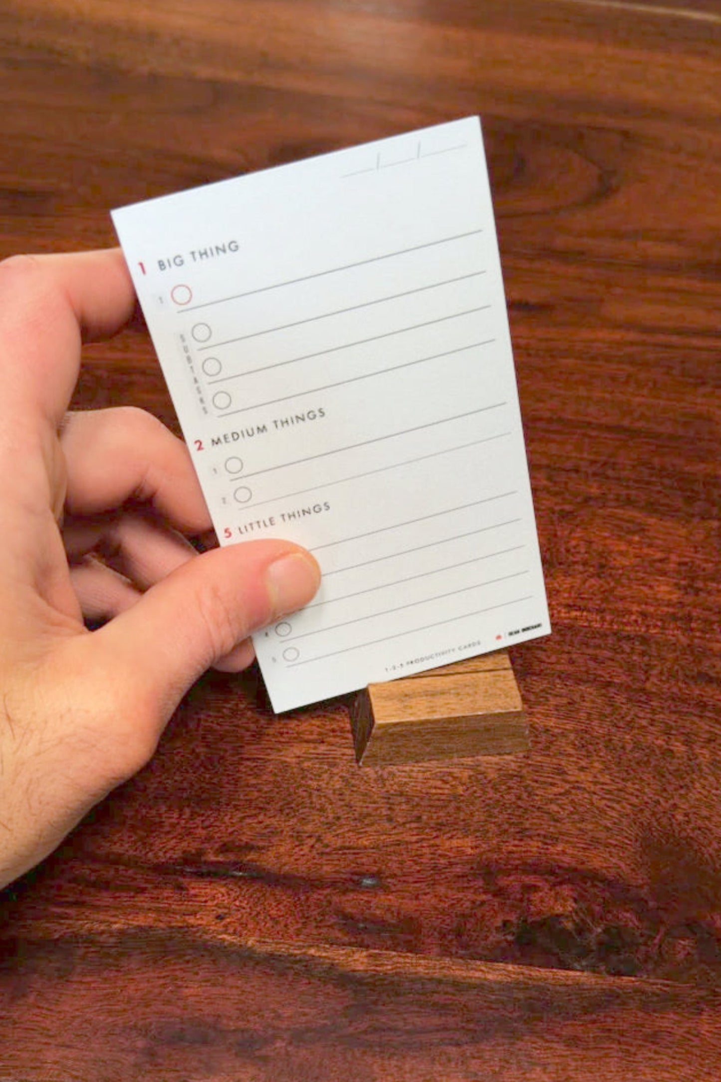 1-2-5 Productivity Cards: Starter Kit with Walnut Stand