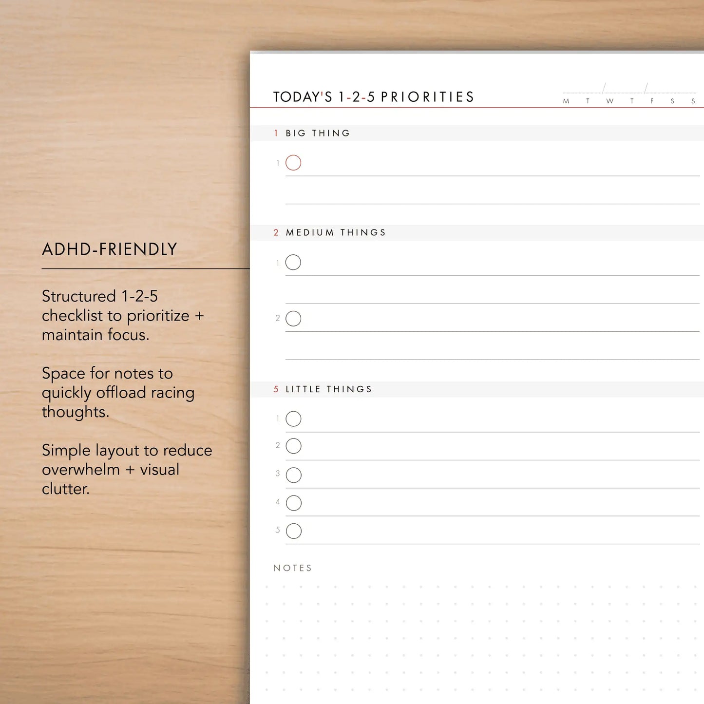 1-2-5 Daily Productivity Pad (Medium)