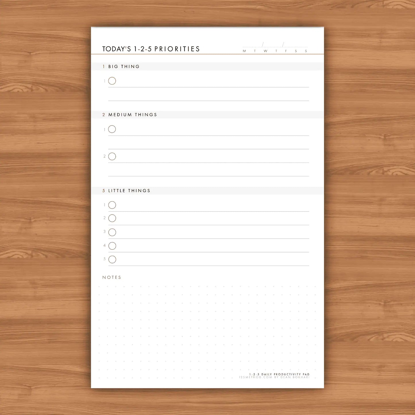 1-2-5 Daily Productivity Pad