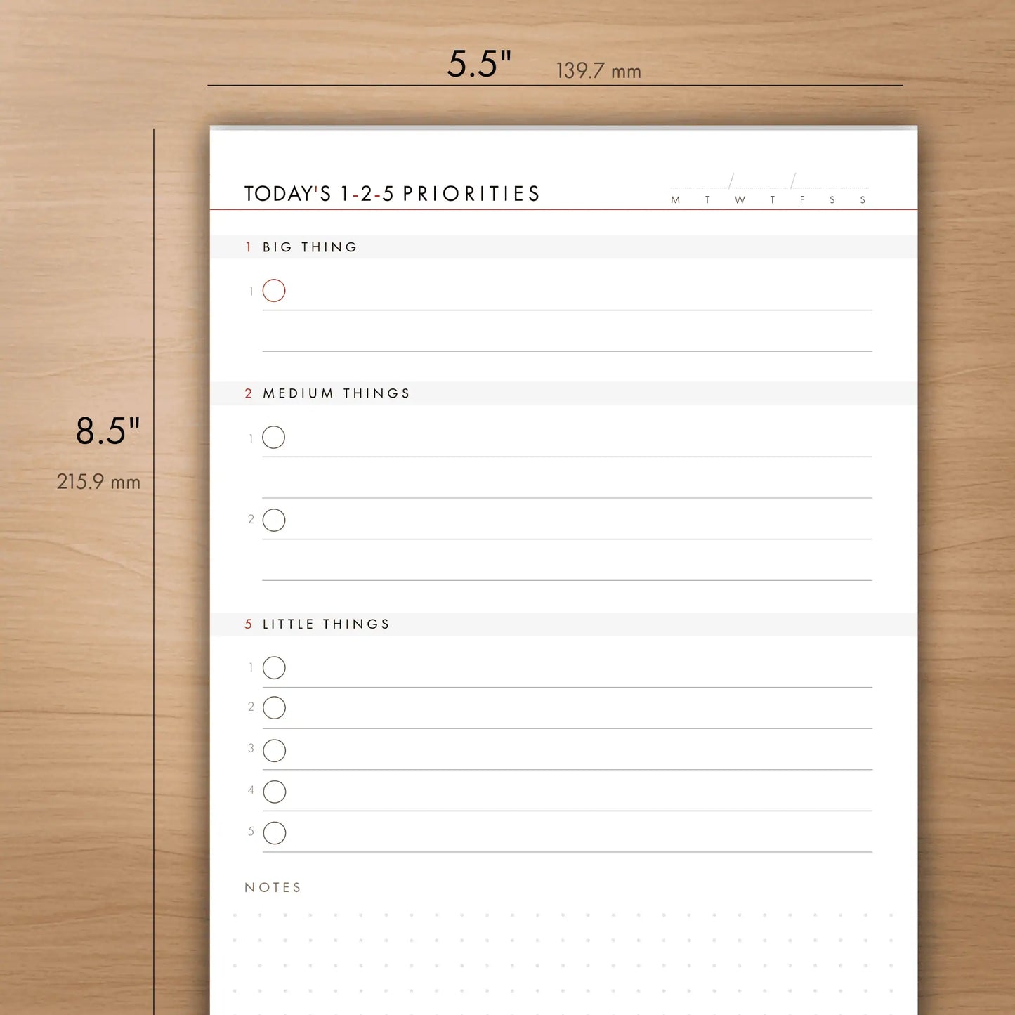 1-2-5 Daily Productivity Pad (Medium)