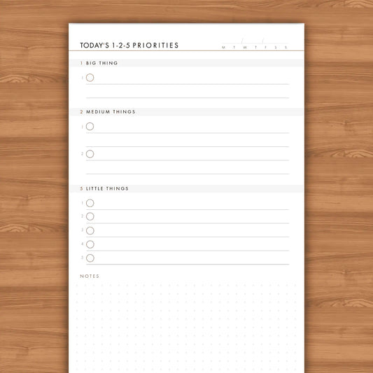 1-2-5 Daily Productivity Pad