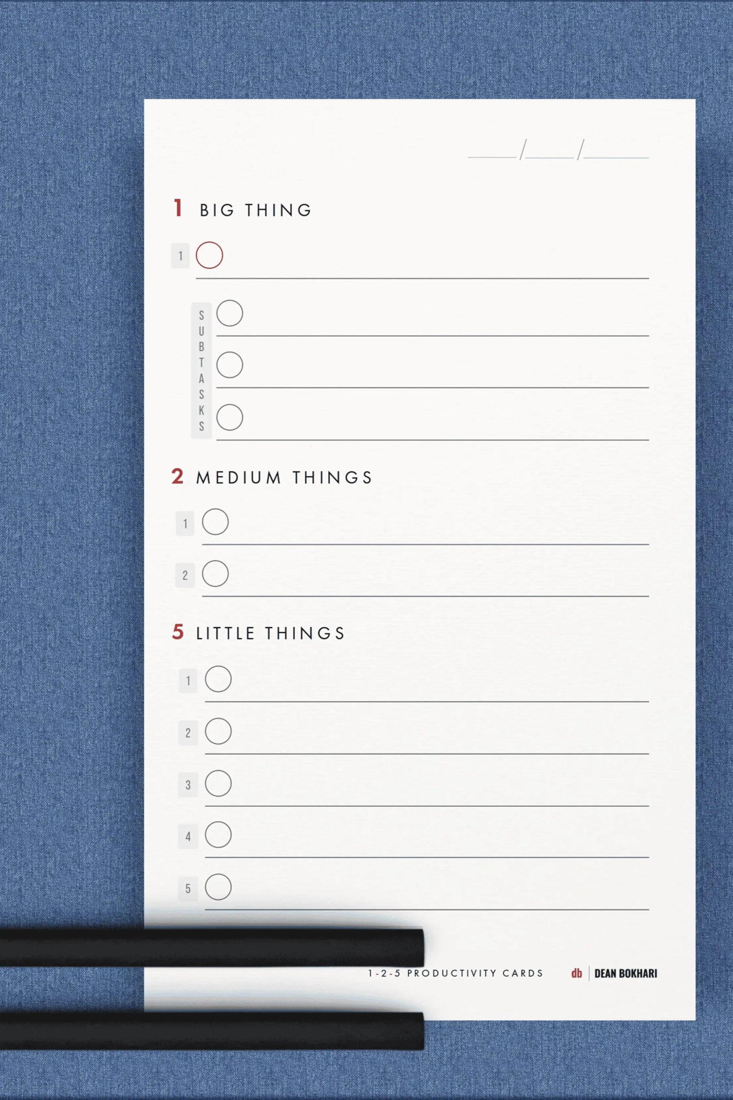 1-2-5 Productivity Cards