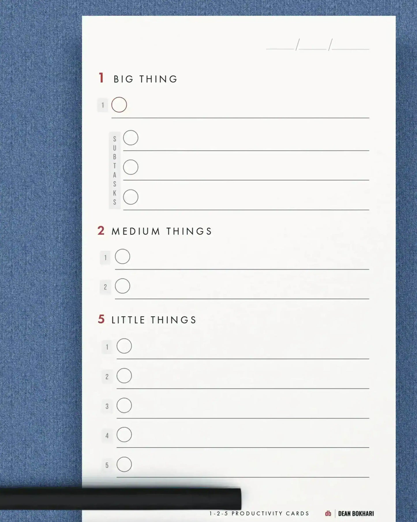 12-Month Set: 1-2-5 Productivity Cards