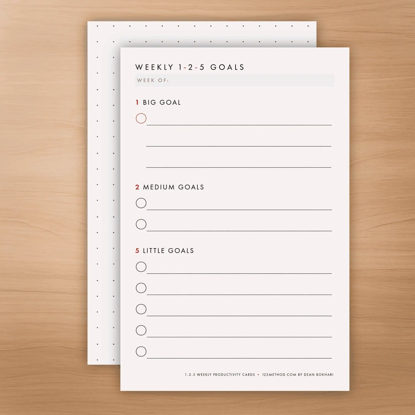 1-2-5 Weekly Productivity Cards (Large)