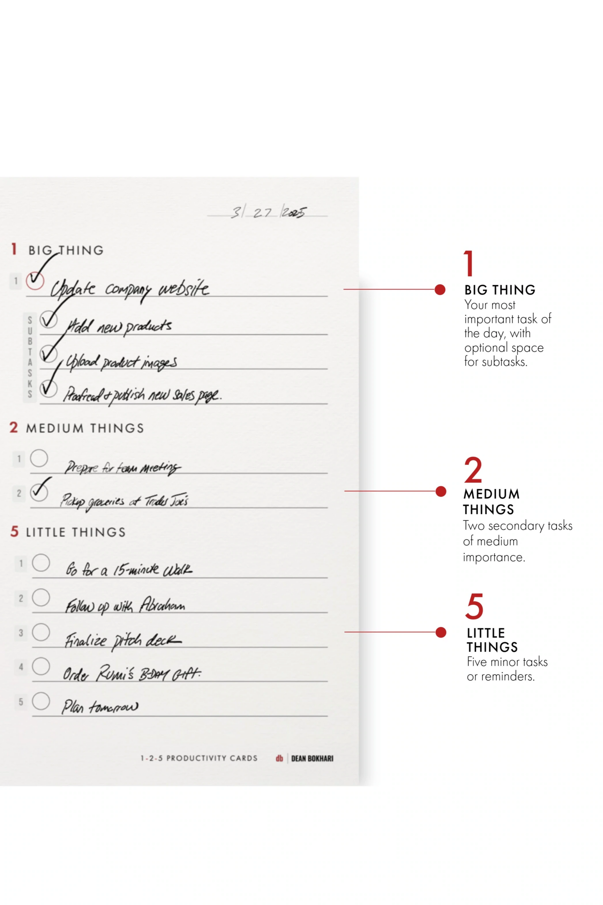 125 Productivity Cards - Specs