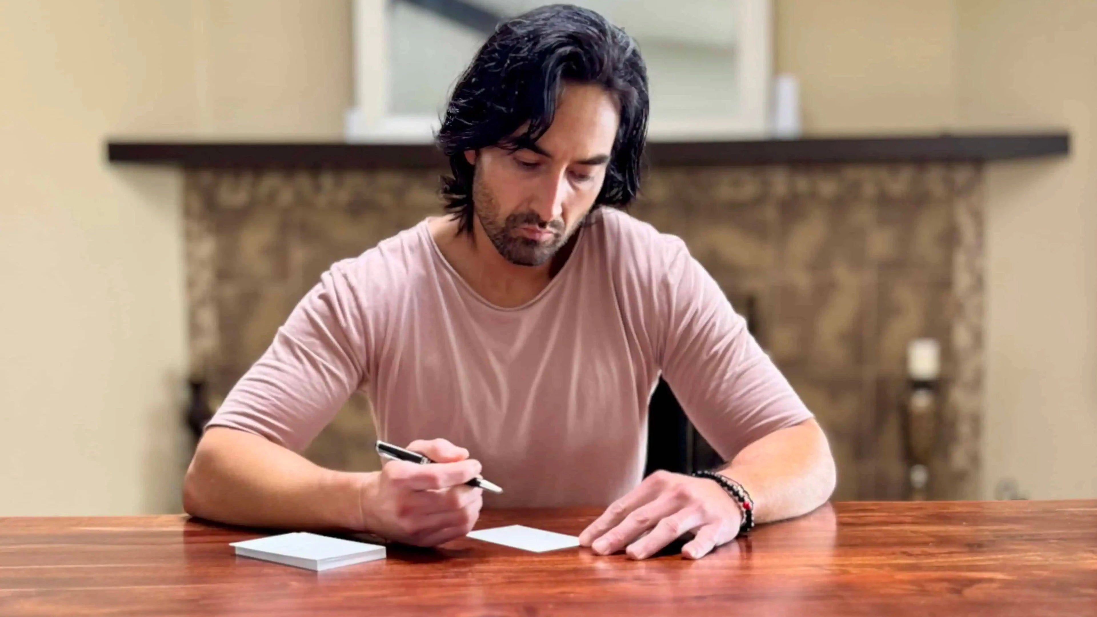 Dean-Bokhari-writing-on-1-2-5-Productivity-Cards