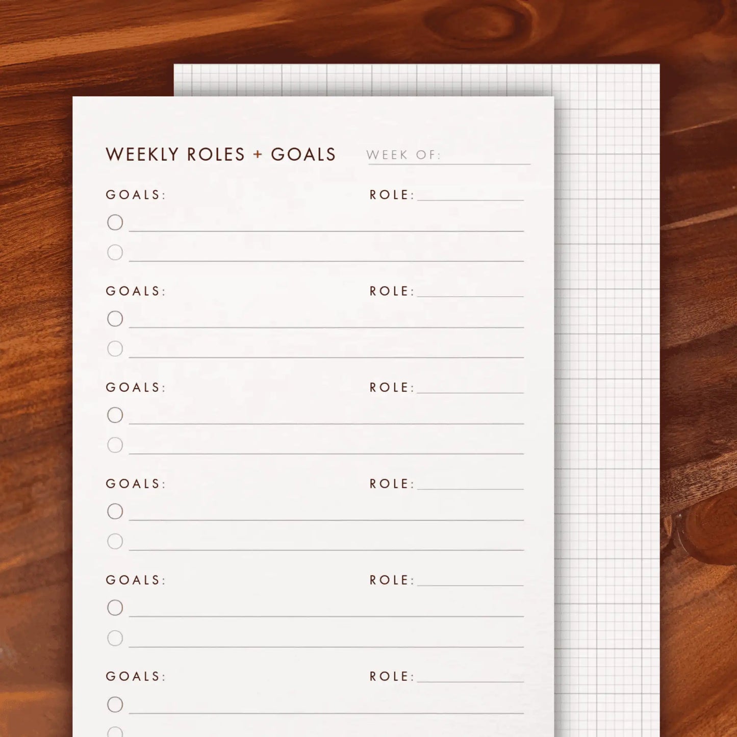 Weekly Planning Cards with Roles + Goals