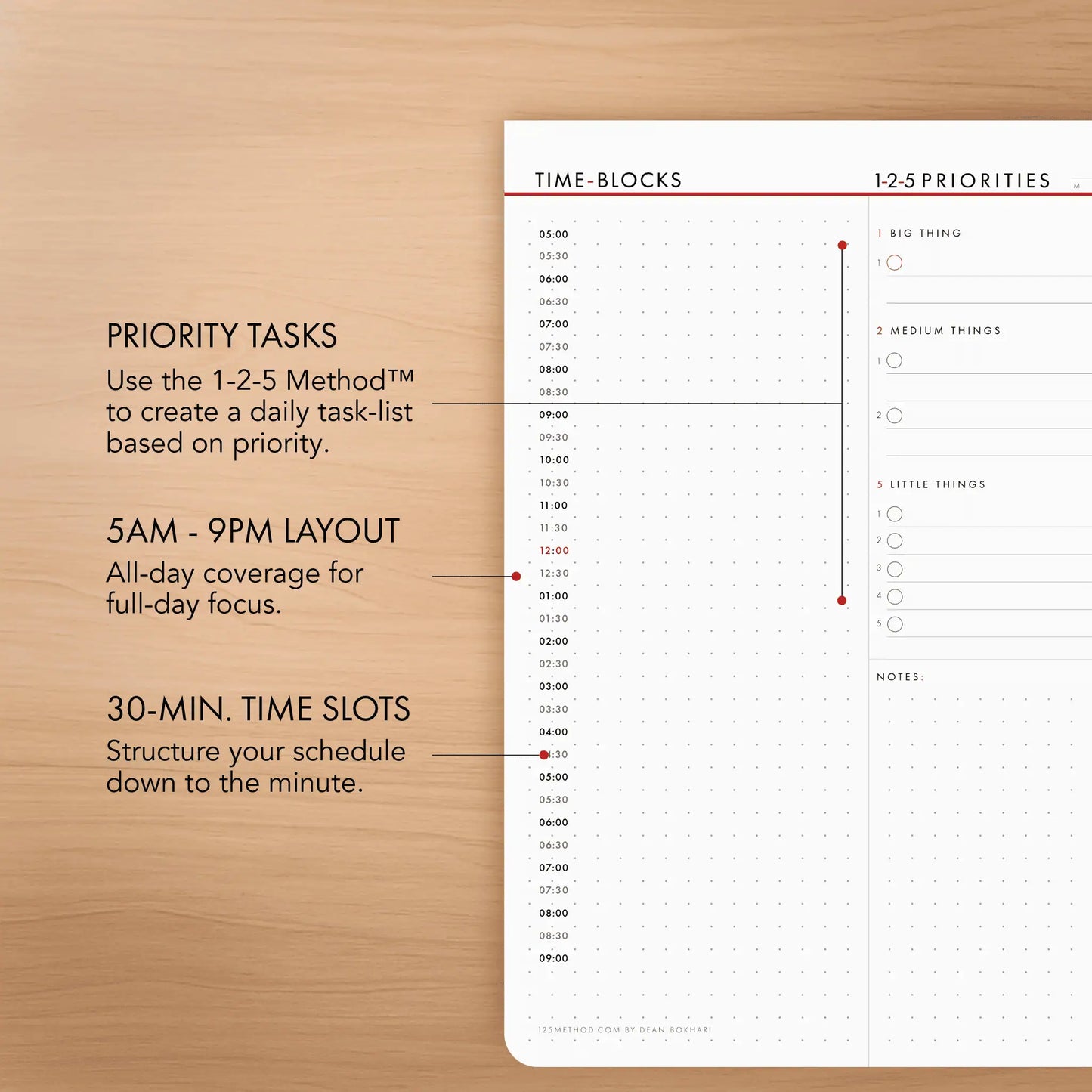1-2-5 Daily Time Block Planner (Large)