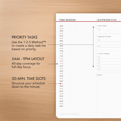 1-2-5 Daily Time Block Planner (Large)