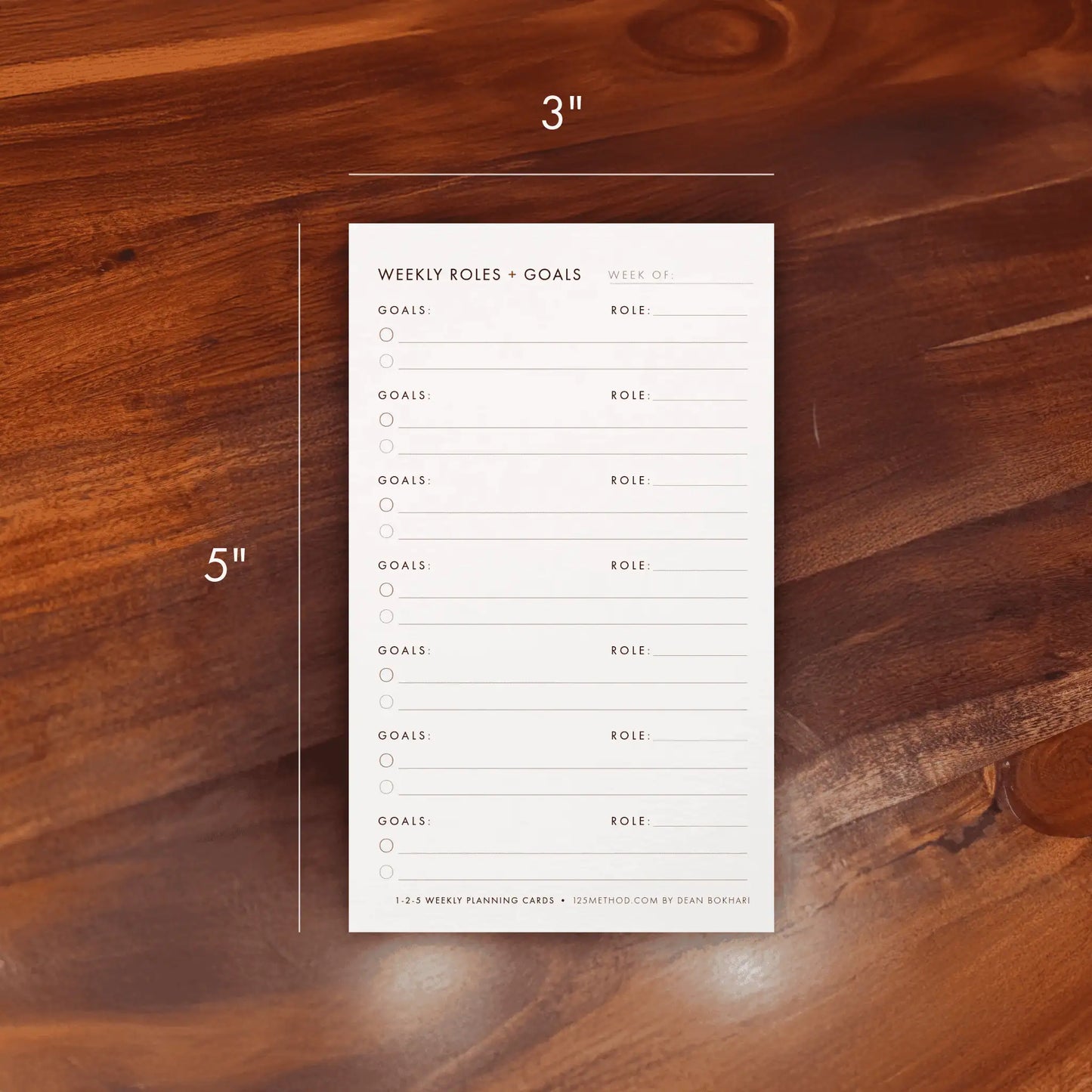 Weekly Planning Cards with Roles + Goals