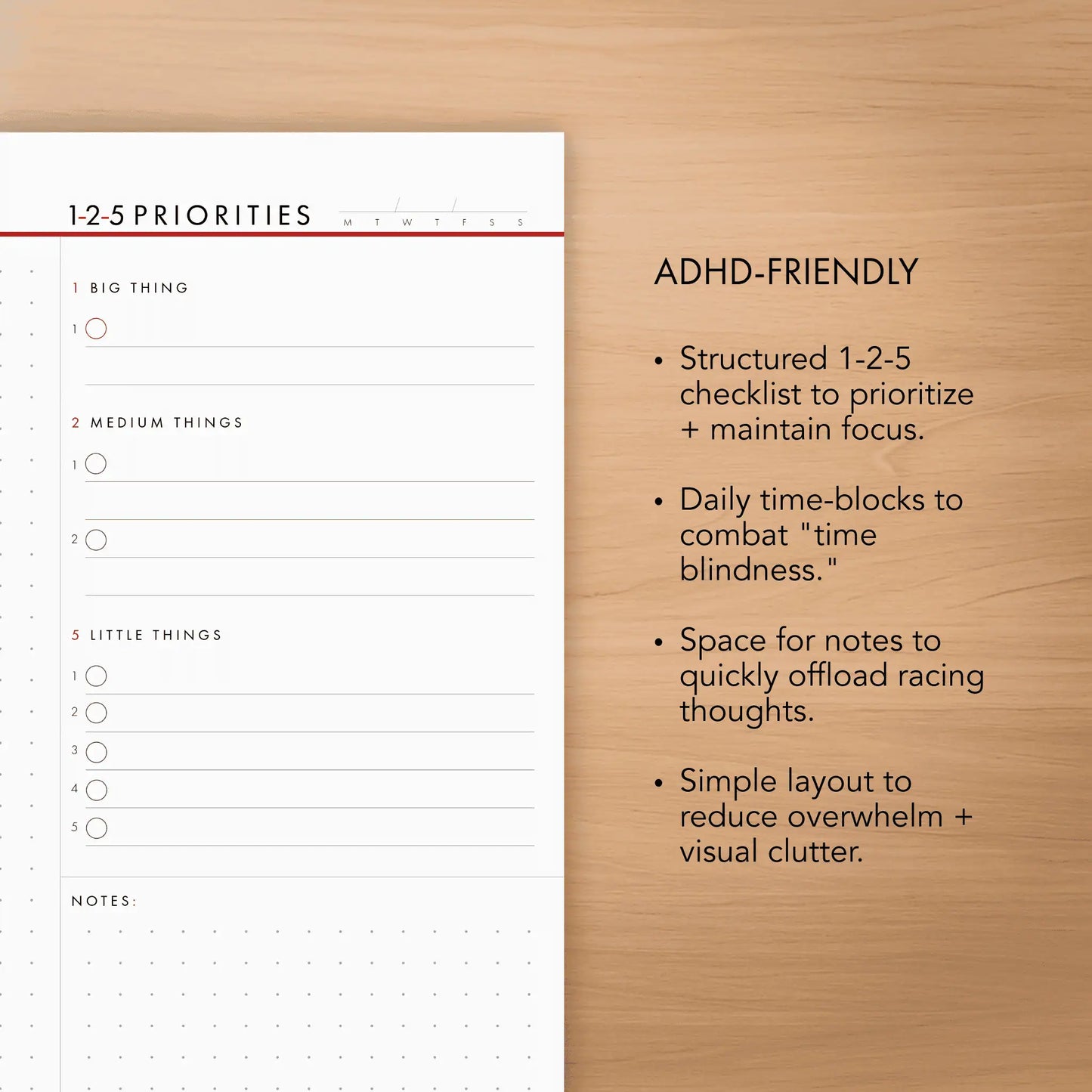 1-2-5 Daily Time Block Planner (Large)