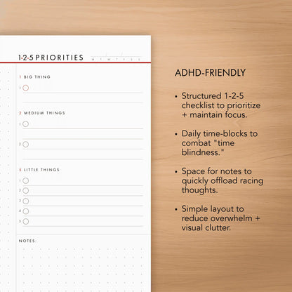 1-2-5 Daily Time Block Planner (Large)