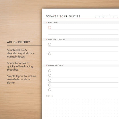1-2-5 Daily Productivity Pad (Medium)
