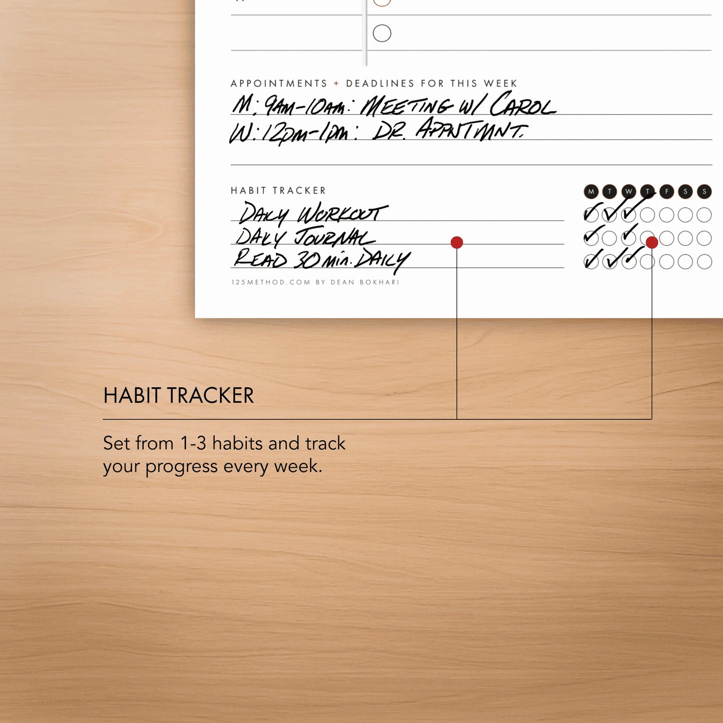 Weekly Planning Pad with Roles + Goals