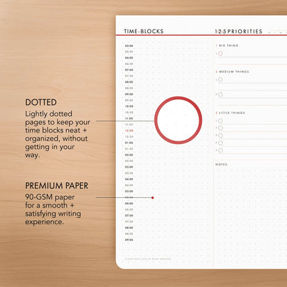 1-2-5 Daily Time Block Planner (Large)