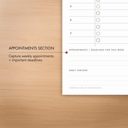 Weekly Planning Pad with Roles + Goals
