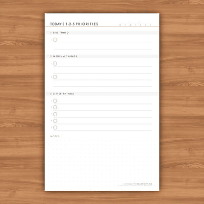 1-2-5 Daily Productivity Pad (Medium)