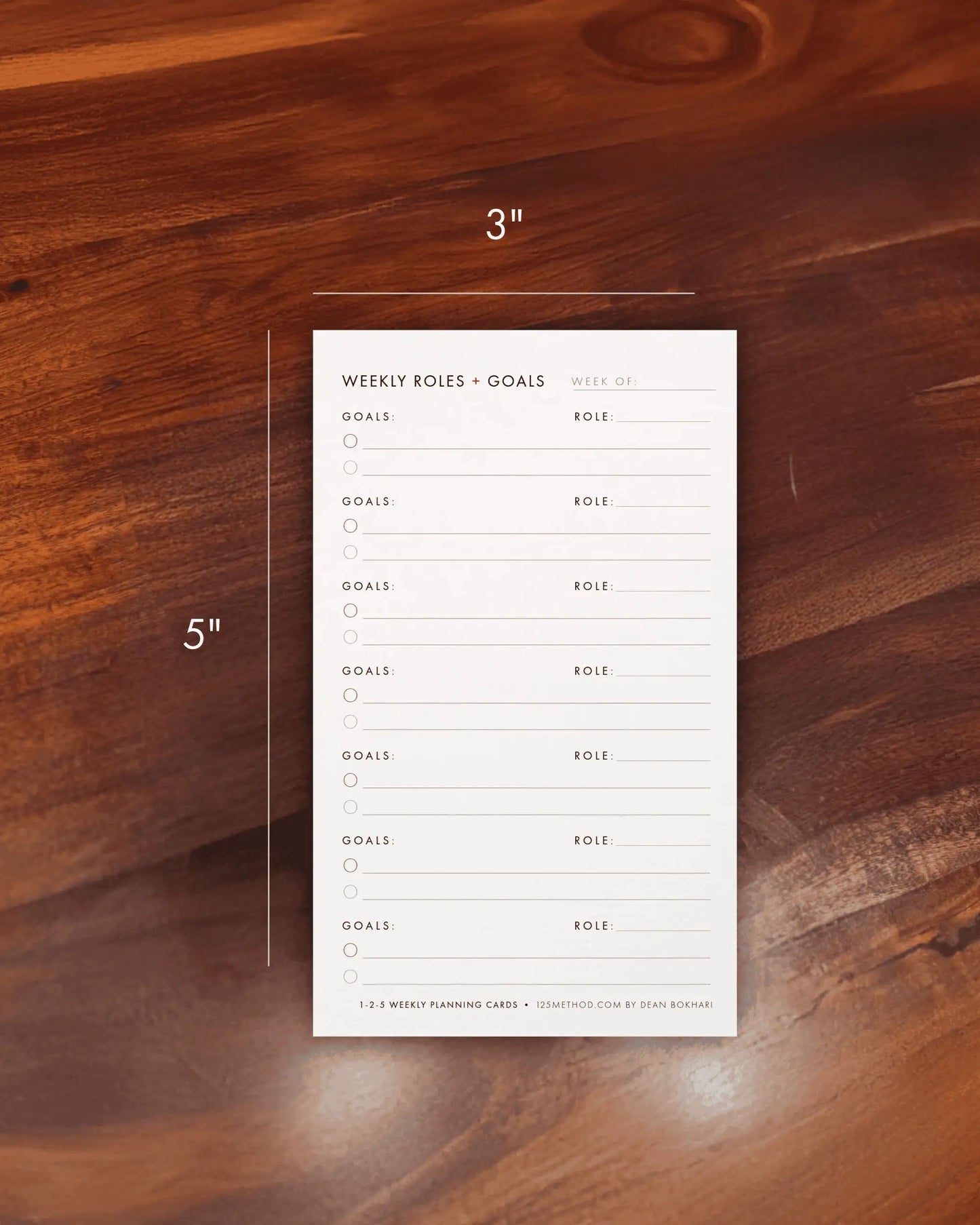 Weekly Planning Cards with Roles + Goals