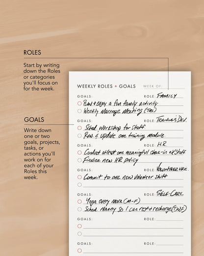 Weekly Planning Cards with Roles + Goals