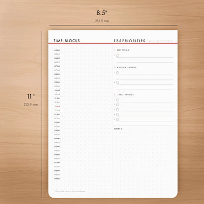 1-2-5 Daily Time Block Planner (Large)