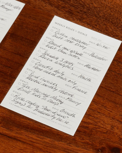 Weekly Planning Cards with Roles + Goals