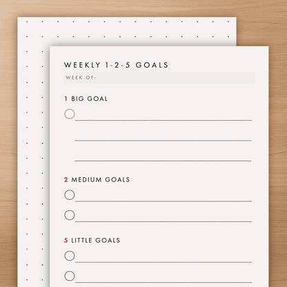 1-2-5 Weekly Productivity Cards (Large)