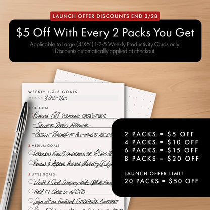 1-2-5 Weekly Productivity Cards (Large)