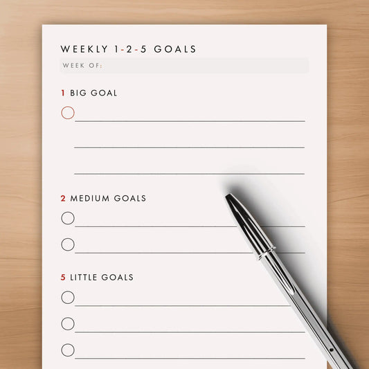 1-2-5 Weekly Productivity Cards (Large)