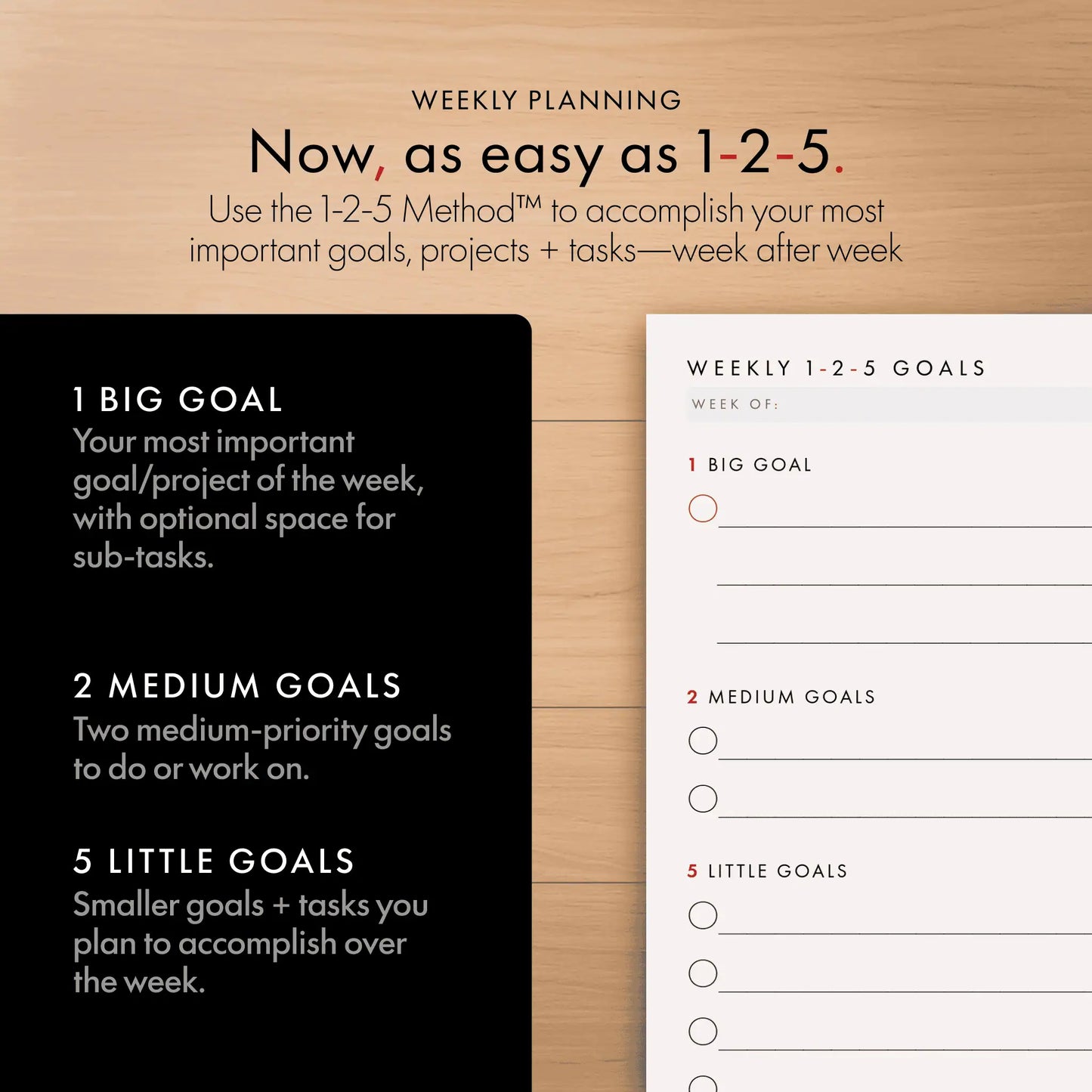 1-2-5 Weekly Productivity Cards (Large)