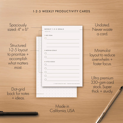 1-2-5 Weekly Productivity Cards (Large)