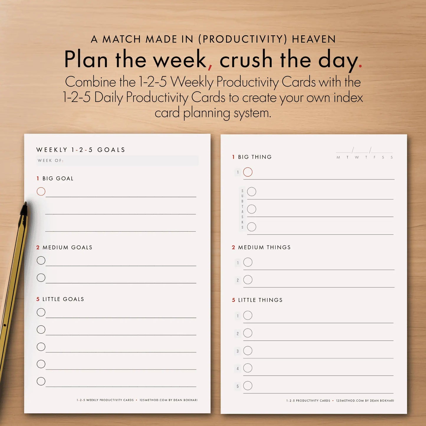 1-2-5 Weekly Productivity Cards (Large)