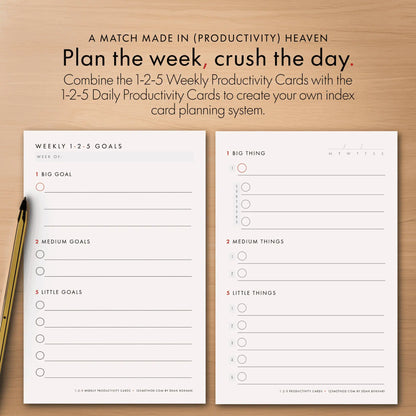 1-2-5 Weekly Productivity Cards (Large)