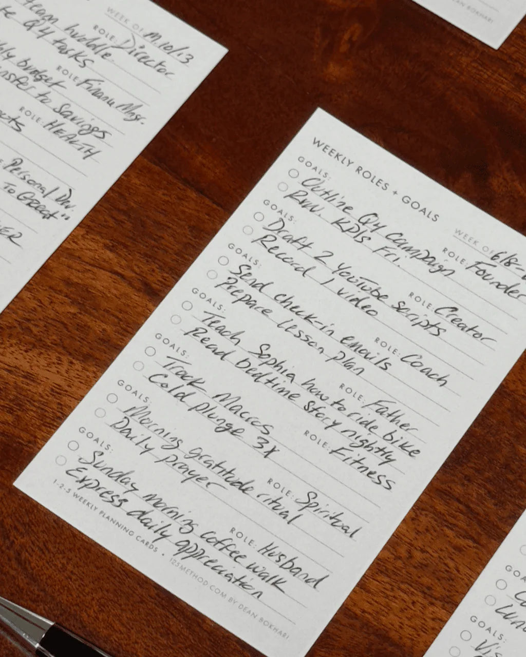 Weekly Planning Cards with Roles + Goals