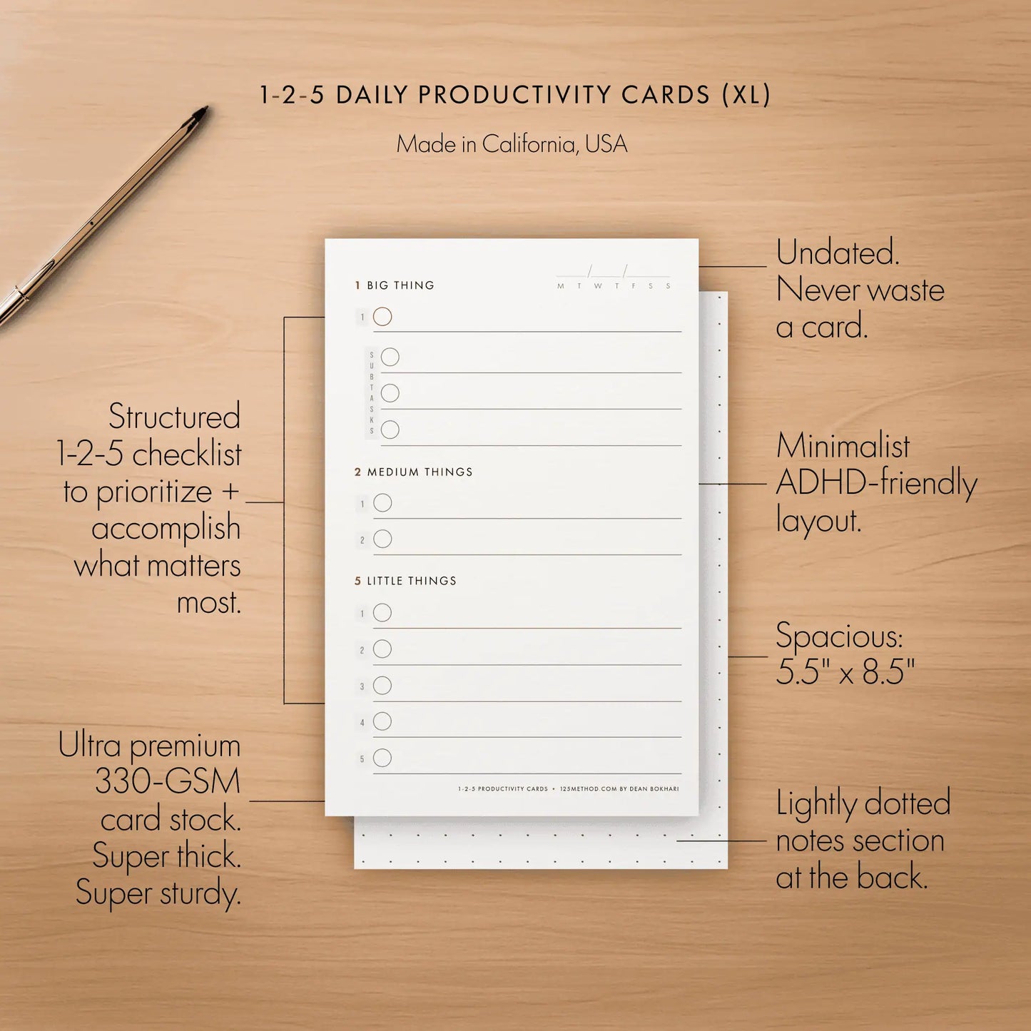 1-2-5 Productivity Cards (5.5" x 8.5")