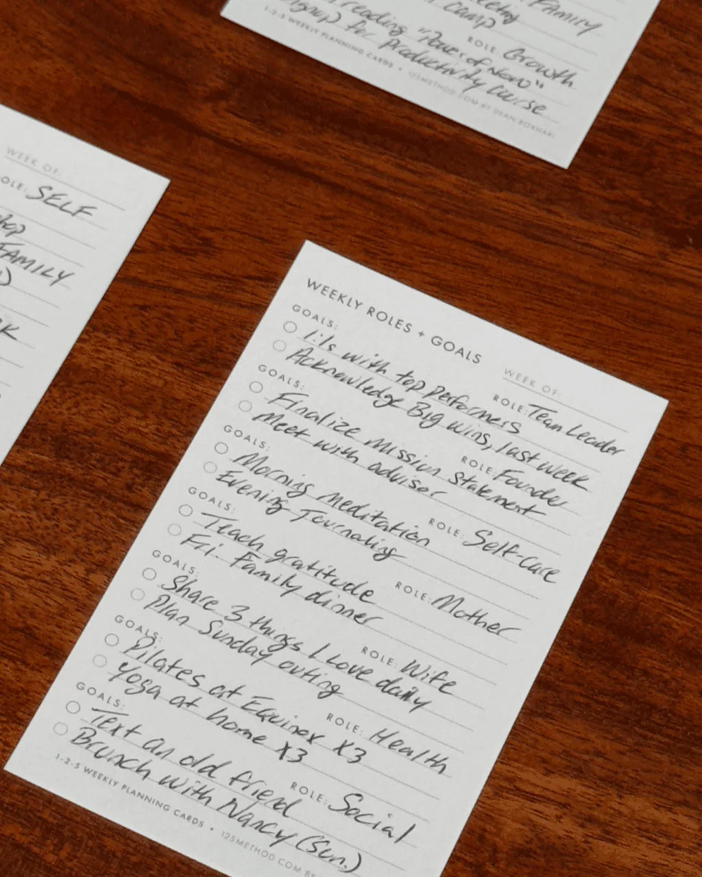 Weekly Planning Cards with Roles + Goals