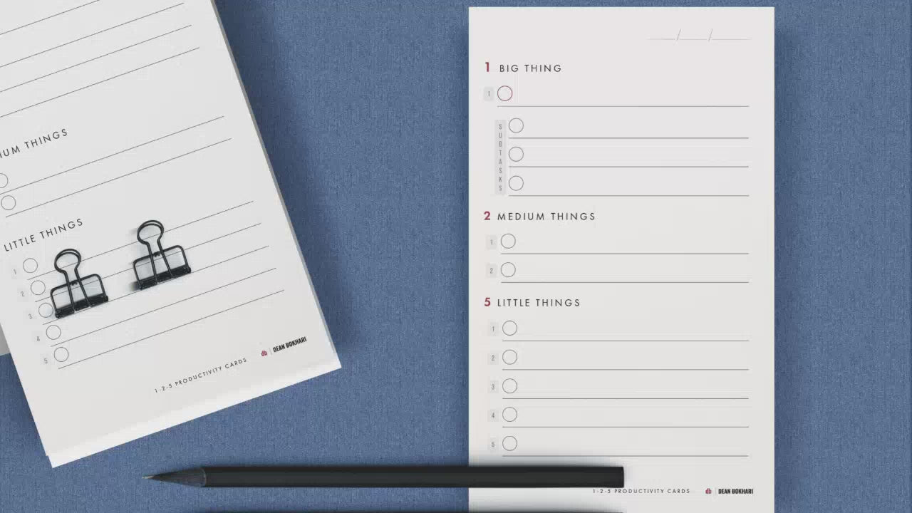 Load video: 1-2-5 Productivity Cards
